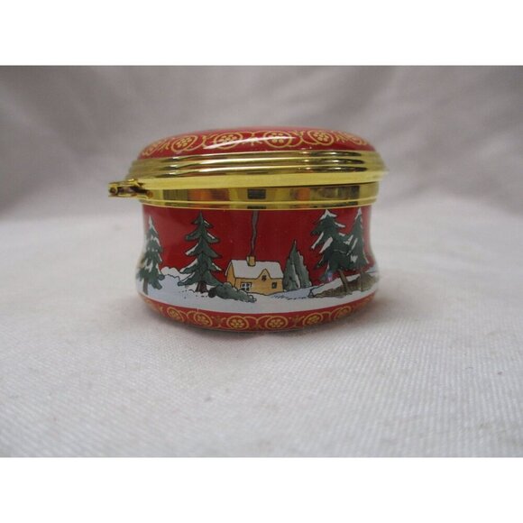 Enamel Box, Halcyon Days, Christmas‎ 2002, Snuff Pill Jewelry Trinket England - Picture 8 of 10